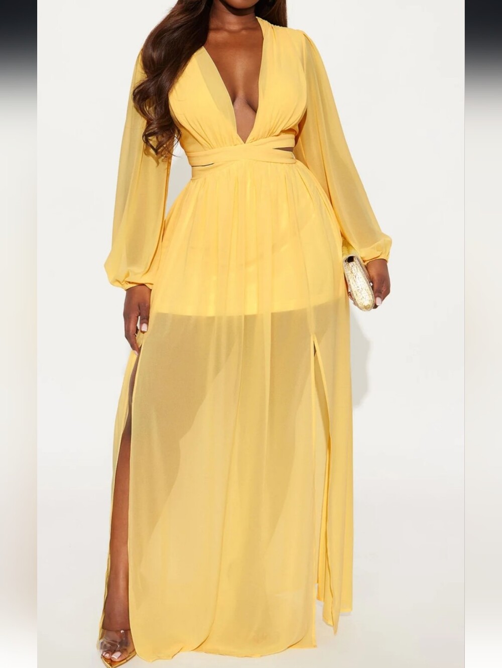 Yellow Cutout Maxi Dress